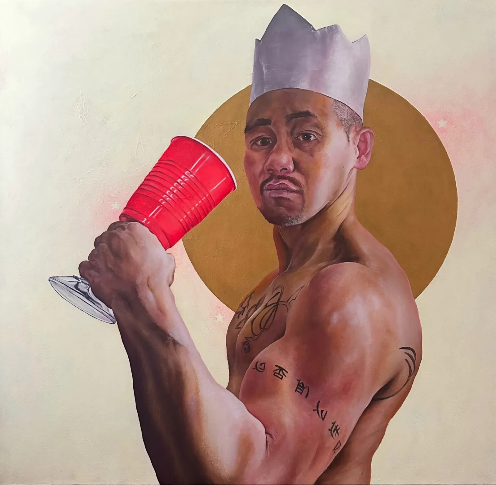 Halo-Halo acrylic self-portrait by Deshon Smith